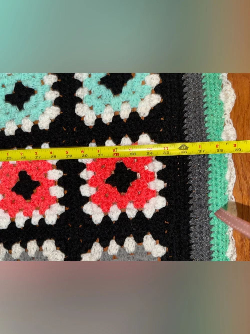 VTG Afghan Crochet Throw Blanket Granny Square Handmade Colorful